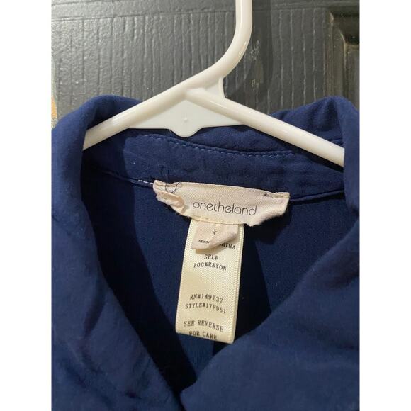 Ontheland Blue White 3/4 Sleeve Button-Down Shirt Dress Size Small - Picture 2 of 4